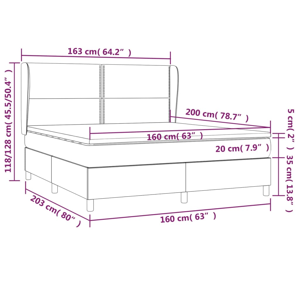 vidaXL Box spring postel s matrací bílá 160x200 cm umělá kůže