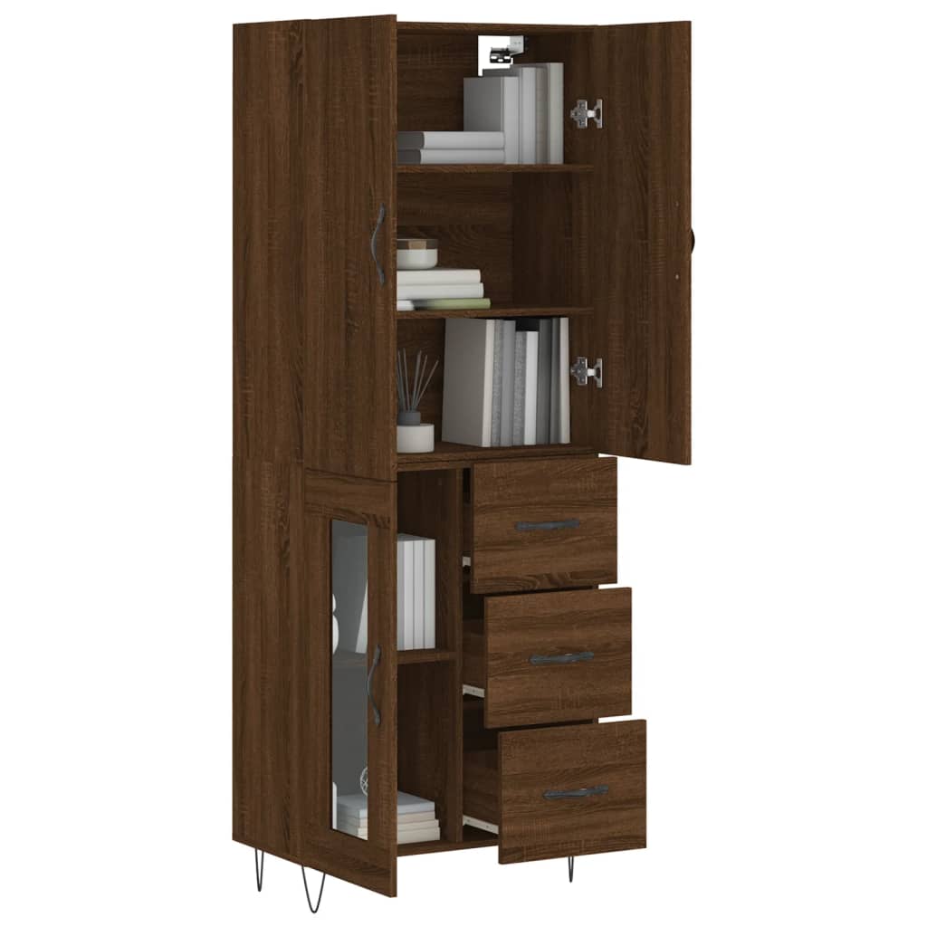 vidaXL Skříň highboard hnědý dub 69,5 x 34 x 180 cm kompozitní dřevo