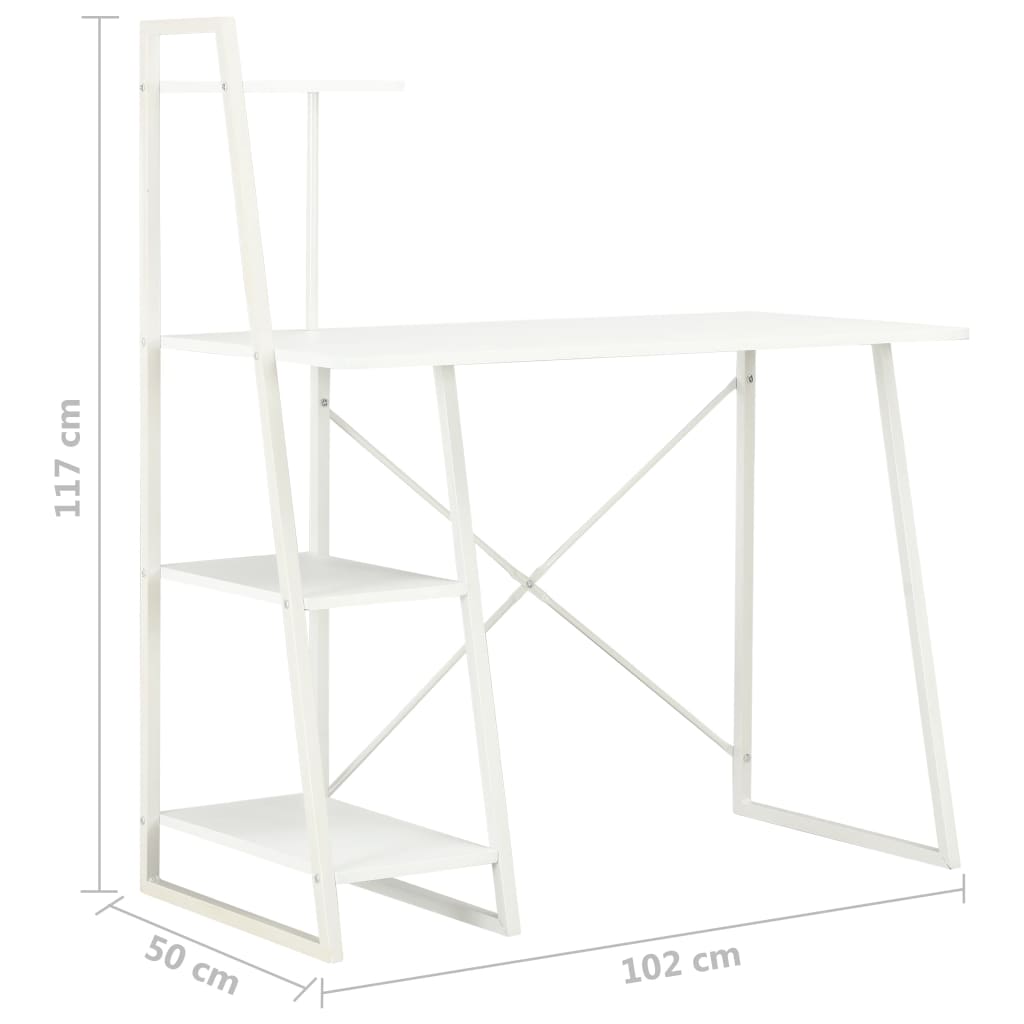 vidaXL Psací stůl s poličkami bílý 102 x 50 x 117 cm