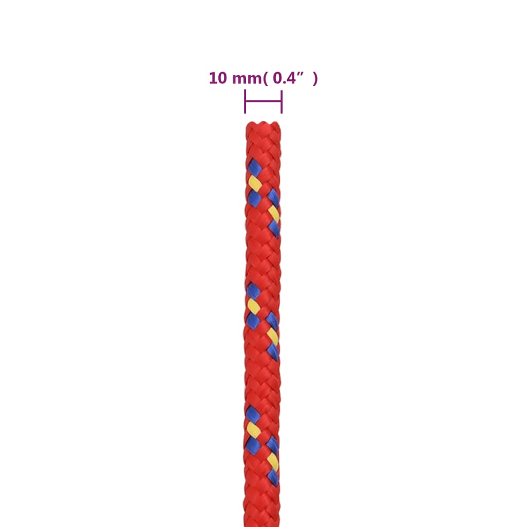 vidaXL Lodní lano červené 10 mm 25 m polypropylen