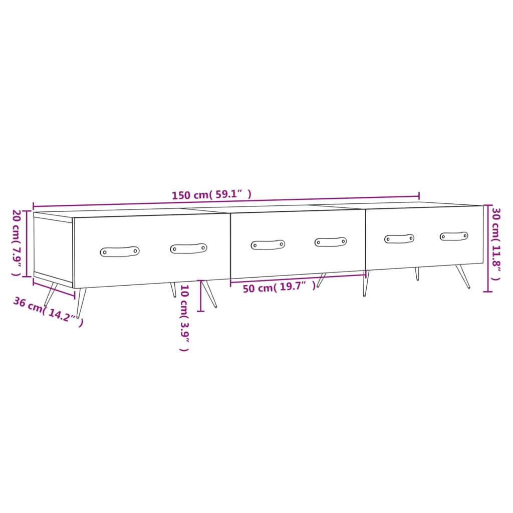 vidaXL TV skříňka betonově šedá 150 x 36 x 30 cm kompozitní dřevo