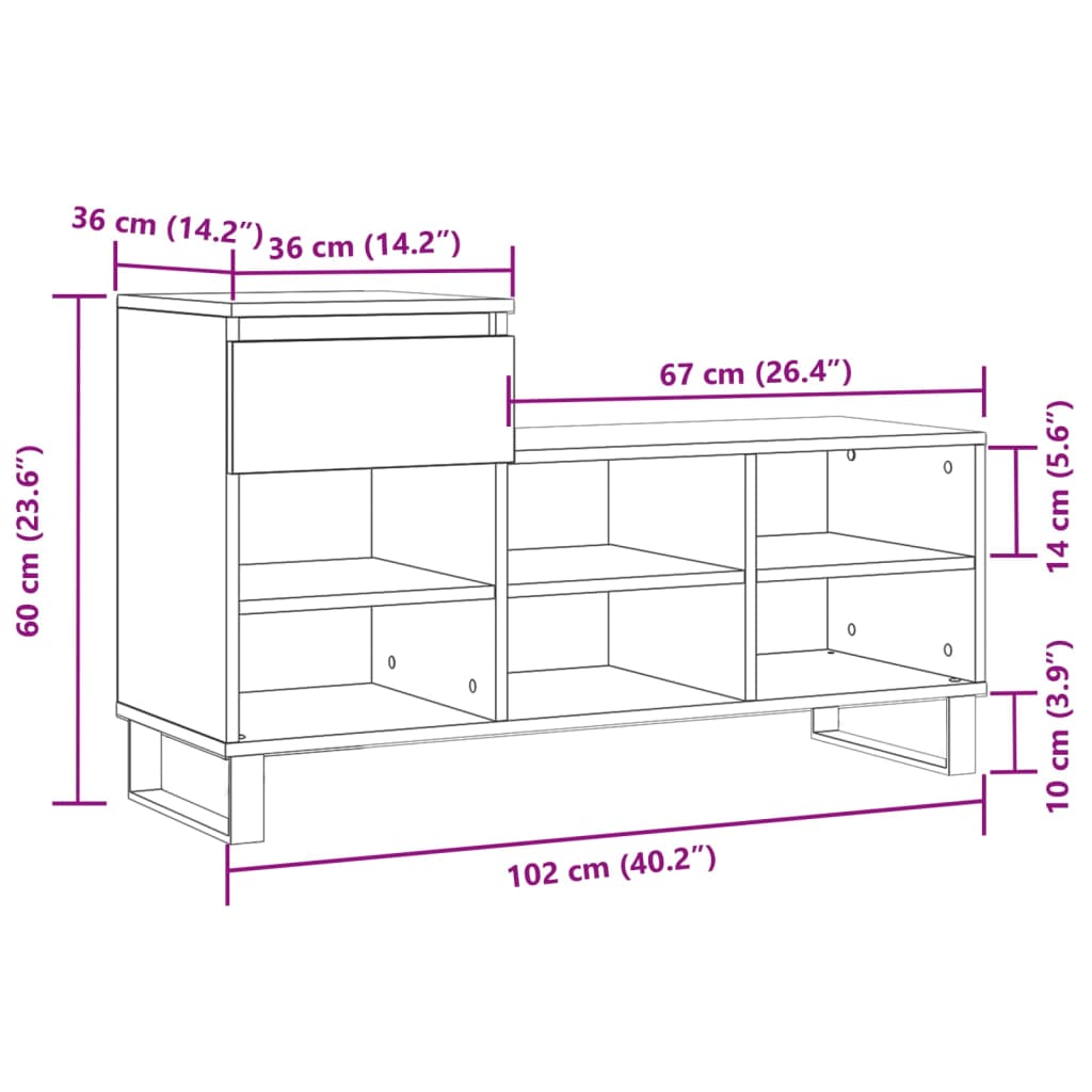 vidaXL Botník bílý s vysokým leskem 102x36x60 cm kompozitní dřevo