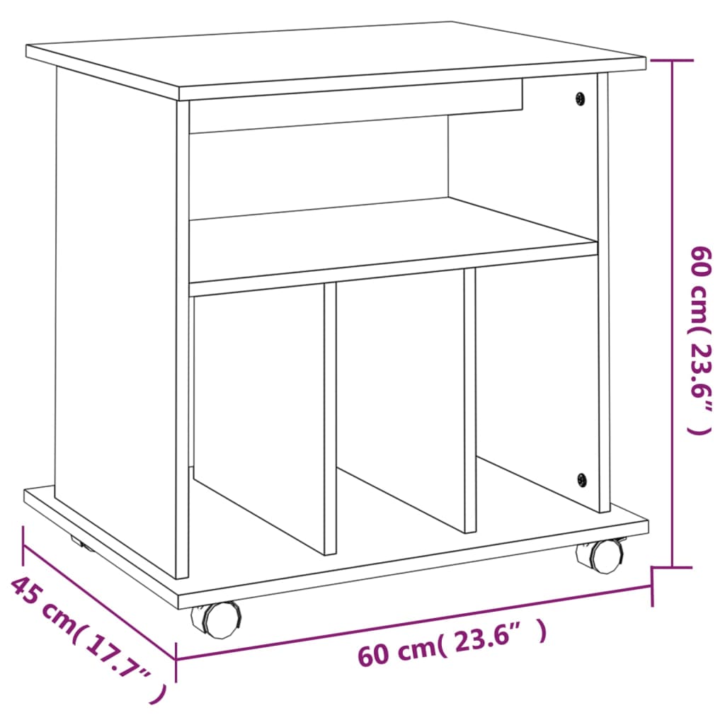 vidaXL Skříňka na kolečkách kouřový dub 60x45x60 cm kompozitní dřevo