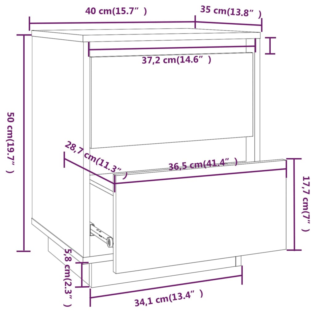 vidaXL Noční stolky 2 ks bílé 40 x 35 x 50 cm masivní borové dřevo