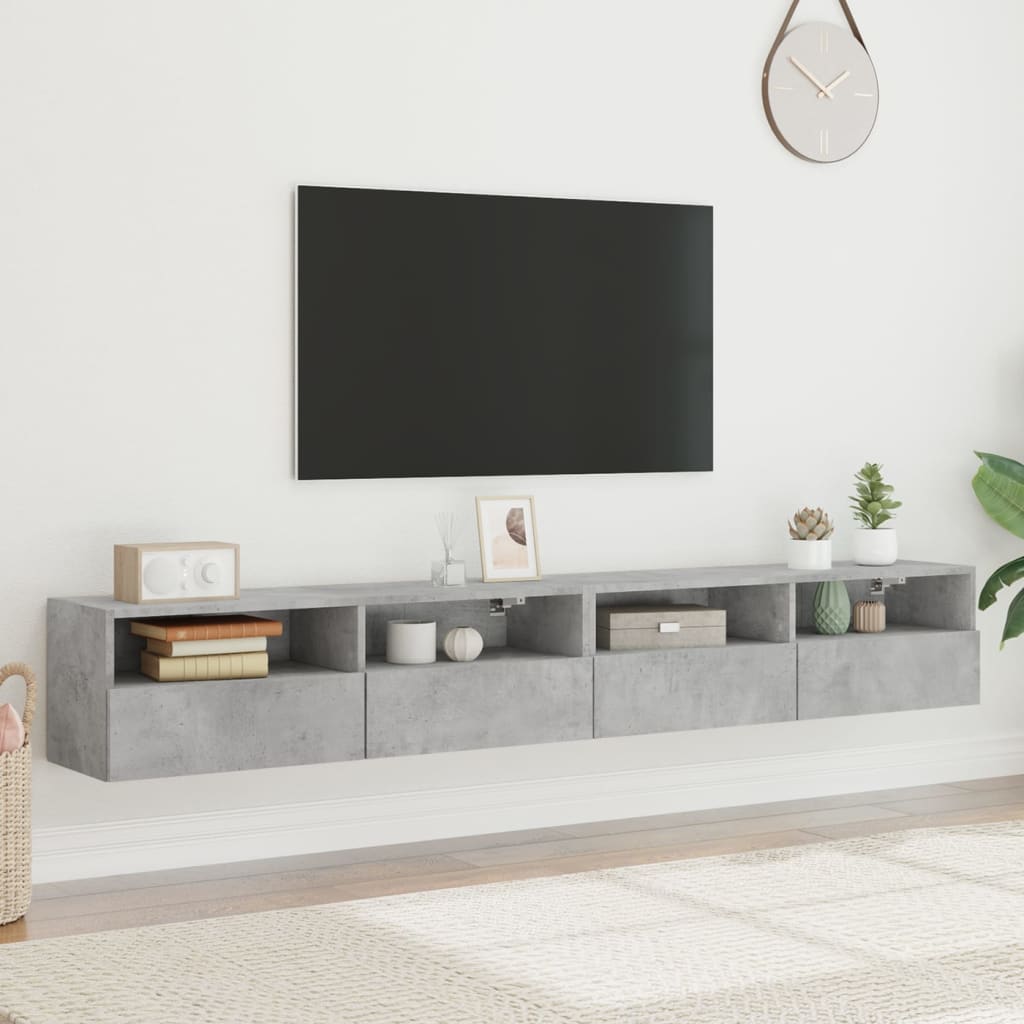 vidaXL Nástěnné TV skříňky 2 ks betonově šedé 100x30x30 cm kompozit