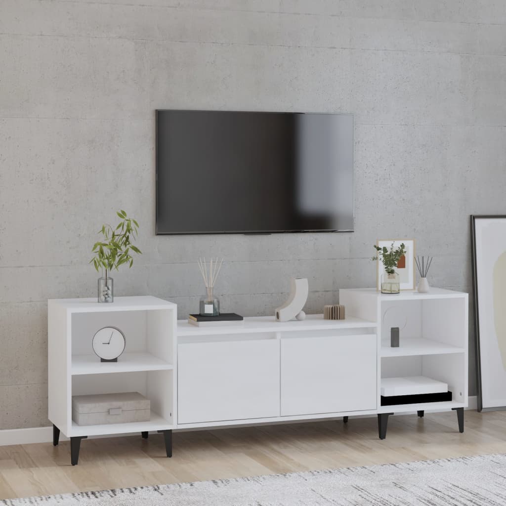 vidaXL TV skříňka bílá s vysokým leskem 160x35x55 cm kompozitní dřevo