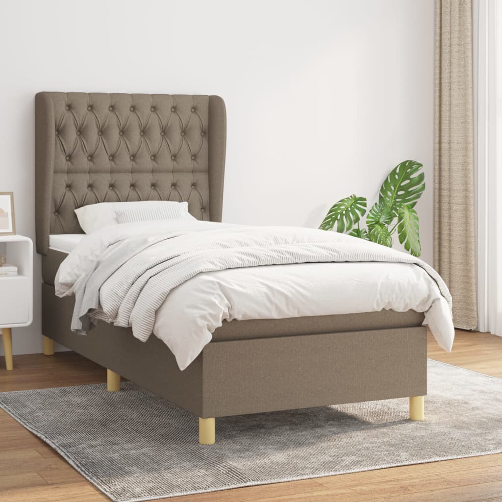 vidaXL Box spring postel s matrací taupe 90x200 cm textil