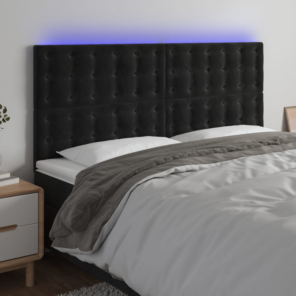 vidaXL Čelo postele s LED černé 160x5x118/128 cm samet