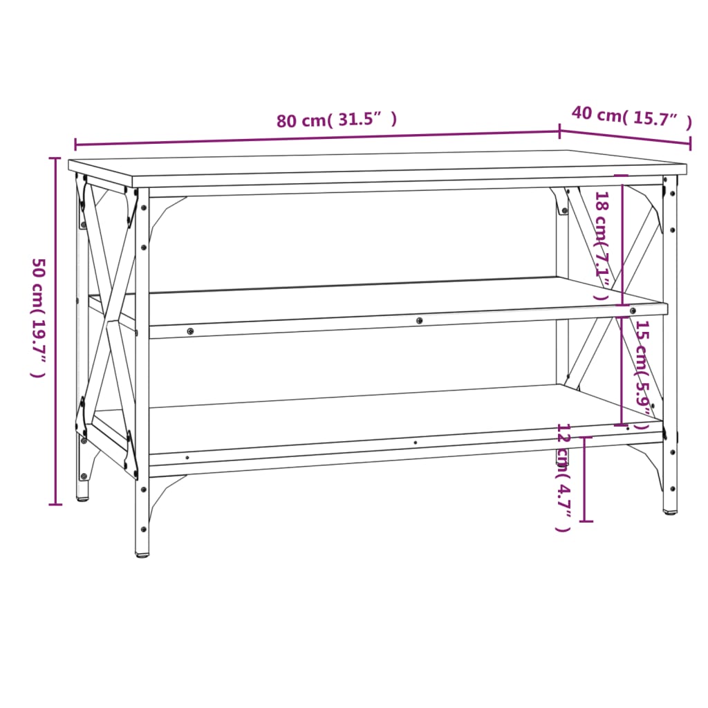 vidaXL TV skříňka kouřový dub 80 x 40 x 50 cm kompozitní dřevo