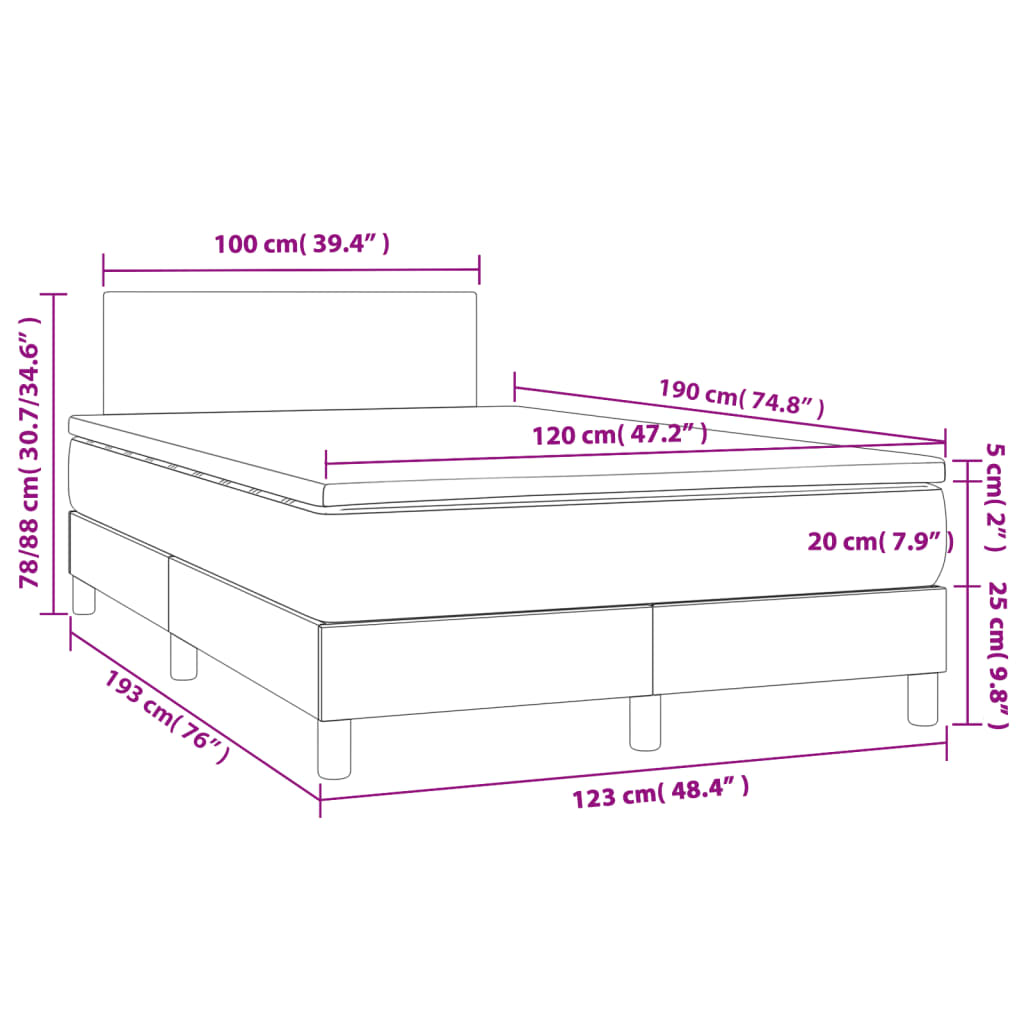 vidaXL Box spring postel s matrací černá 120x190 cm textil