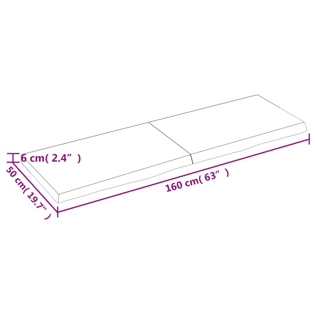 vidaXL Stolní deska světle hnědá 160x50x(2-6)cm ošetřený masivní dub