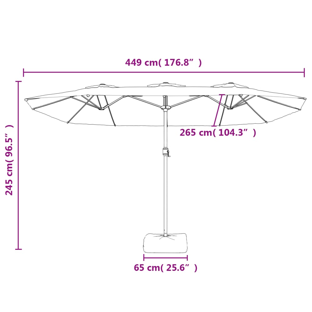 vidaXL Dvojitý slunečník s LED antracitový 449 x 245 cm