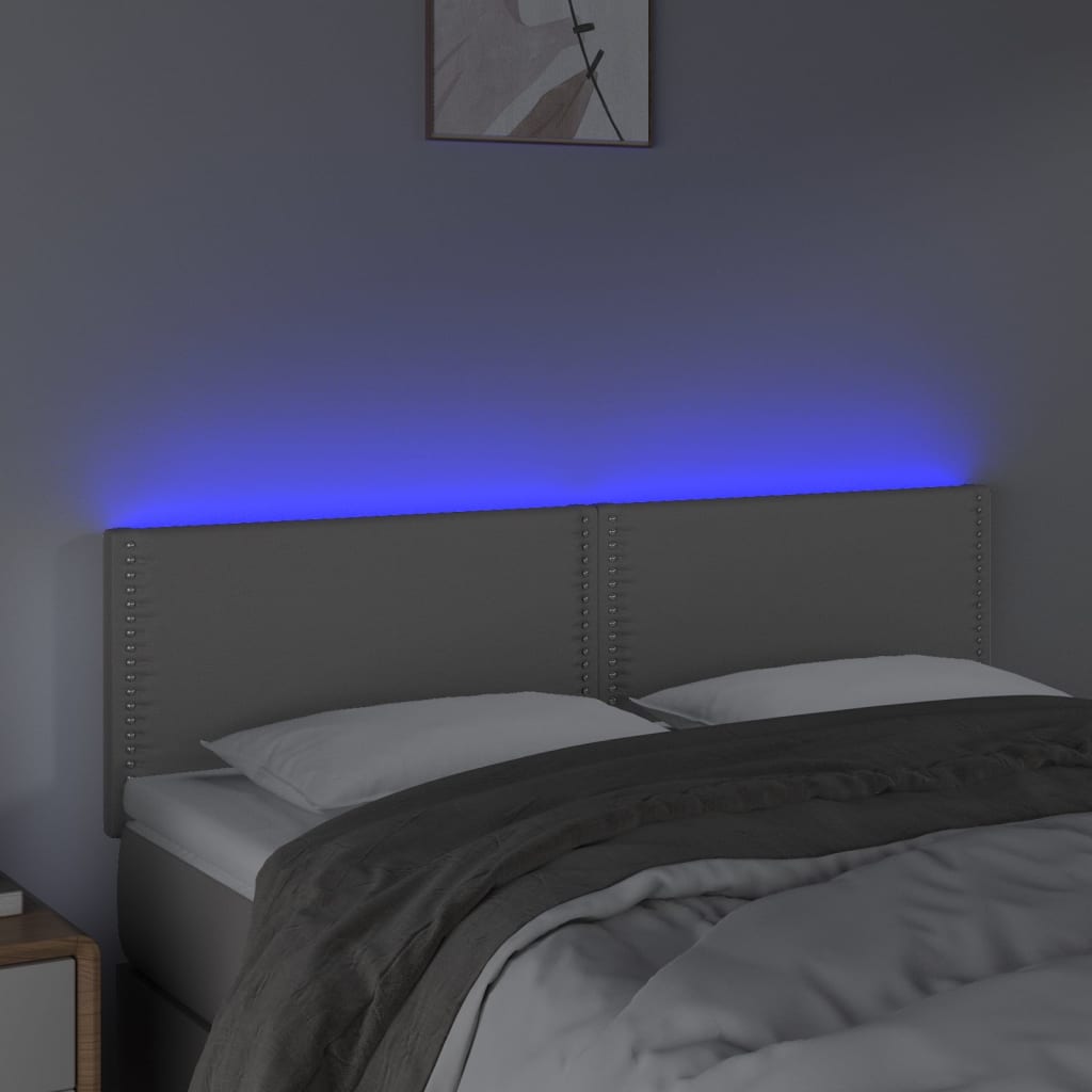 vidaXL Čelo postele s LED šedé 144x5x78/88 cm umělá kůže