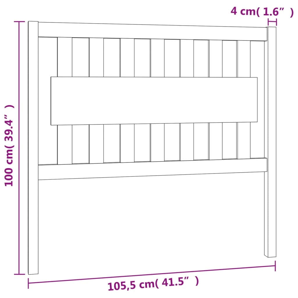 vidaXL Čelo postele černé 105,5 x 4 x 100 cm masivní borovice