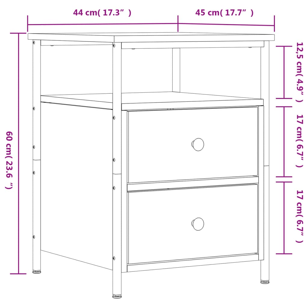 vidaXL Noční stolky 2 ks hnědý dub 44 x 45 x 60 cm kompozitní dřevo