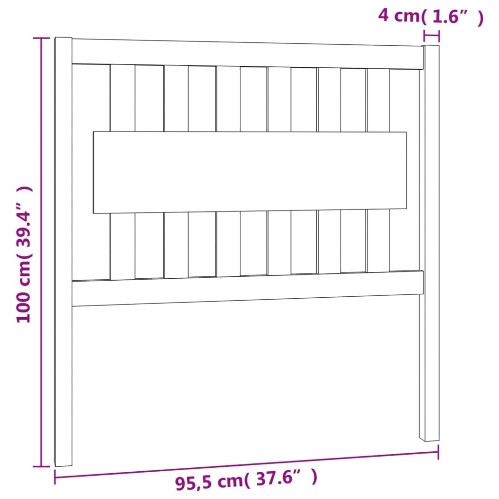 vidaXL Čelo postele bílé 95,5 x 4 x 100 cm masivní borovice