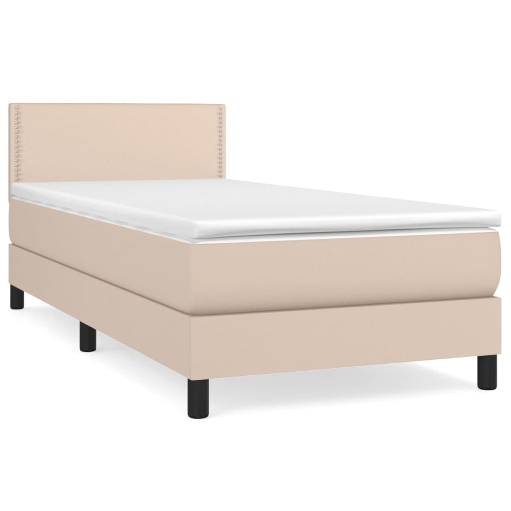 vidaXL Box spring postel s matrací cappuccino 90x200 cm umělá kůže