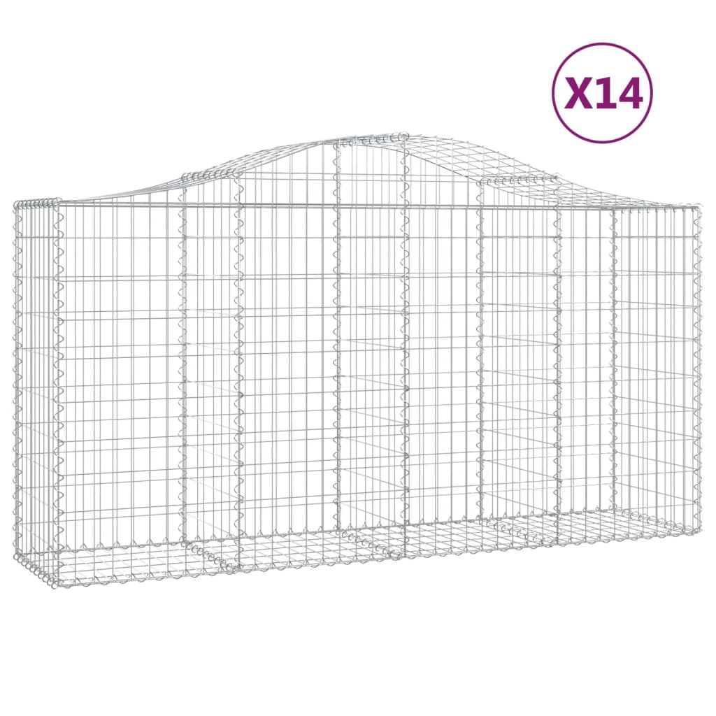 vidaXL Klenuté gabionové koše 14ks 200x50x100/120cm pozinkované železo