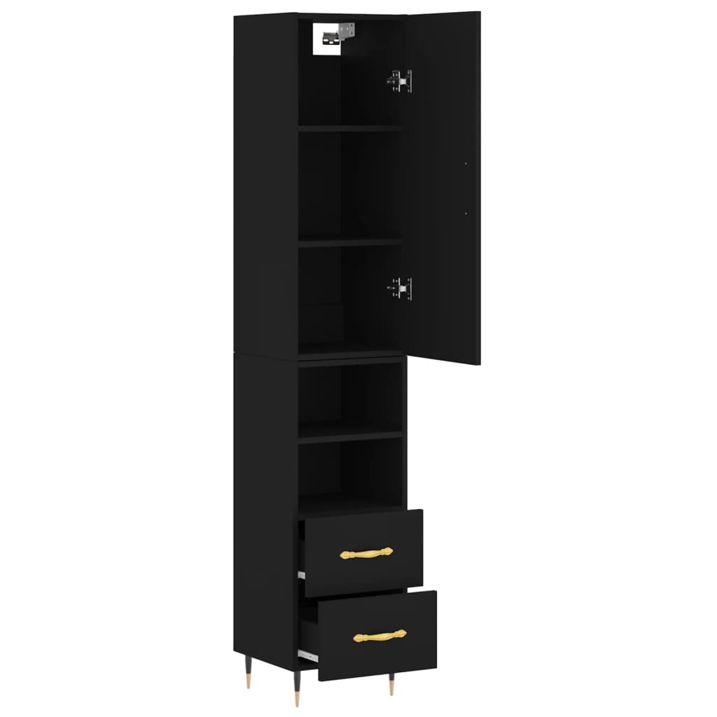 vidaXL Skříň highboard černá 34,5 x 34 x 180 cm kompozitní dřevo