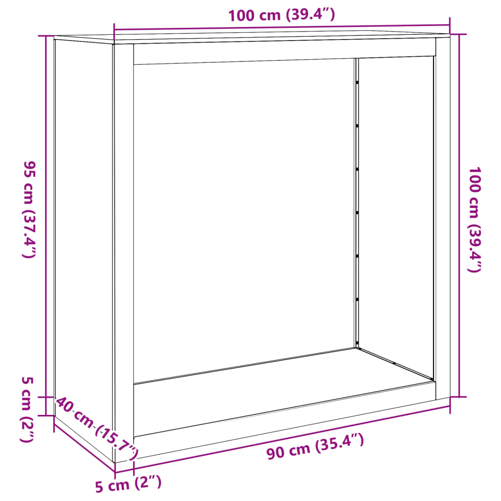 vidaXL Stojan na palivové dřevo 100 x 40 x 100 cm pozinkovaná ocel