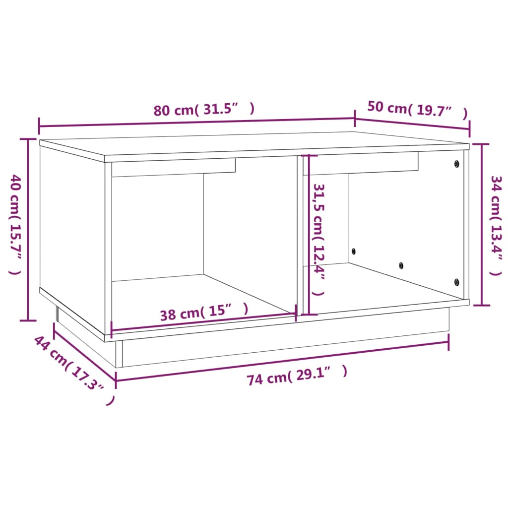 vidaXL Konferenční stolek 80 x 50 x 40 cm masivní borové dřevo