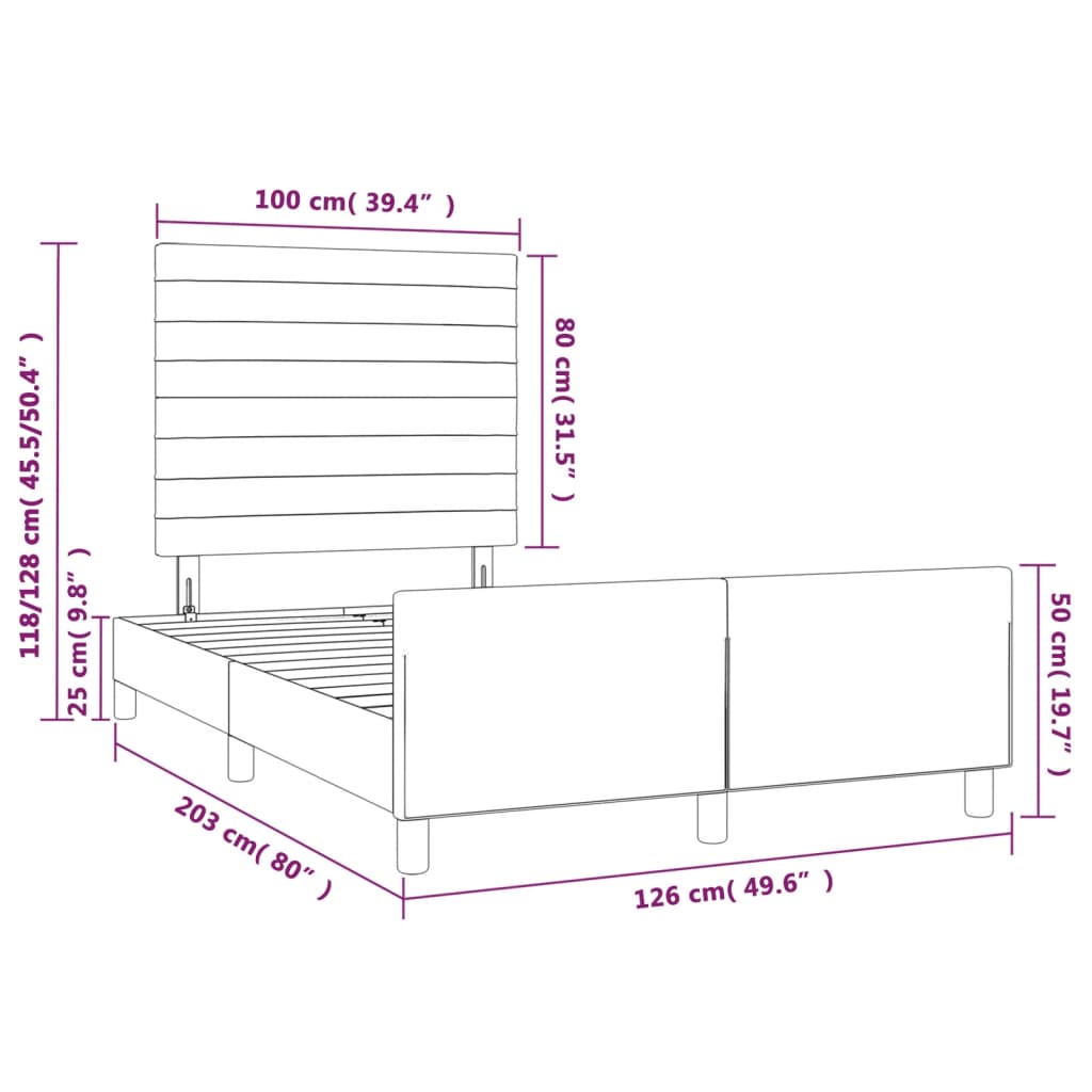 vidaXL Rám postele s čelem tmavě zelený 120 x 200 cm samet