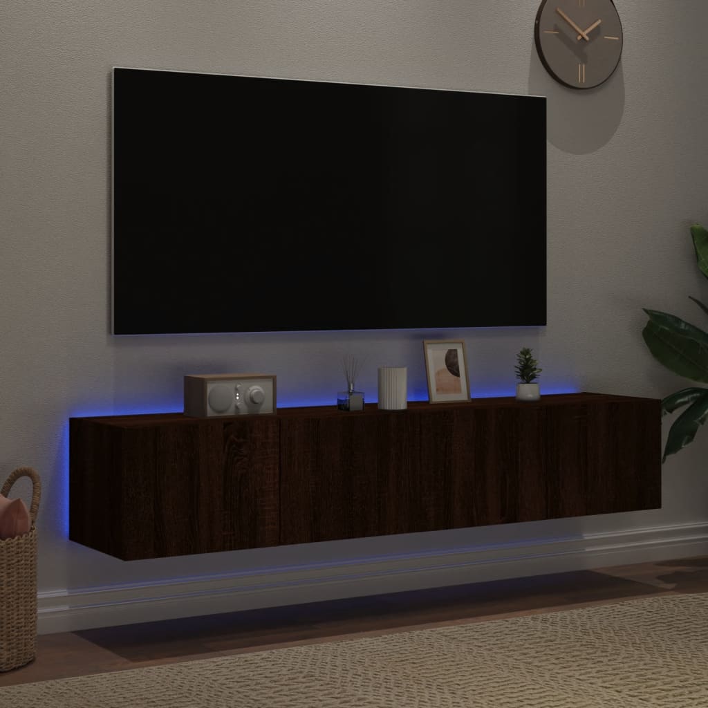 vidaXL Nástěnné TV skříňky s LED osvětlením 2 ks hnědý dub 80x35x31 cm