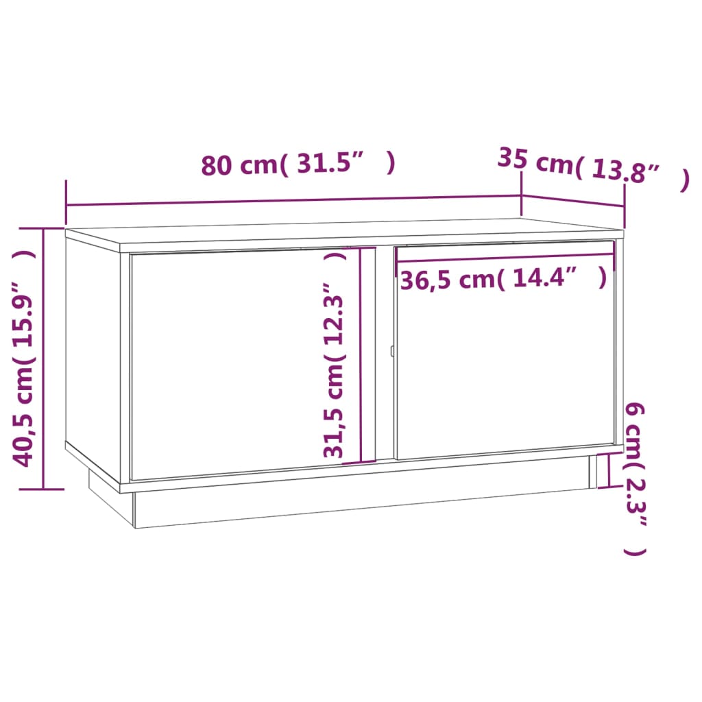 vidaXL TV skříňka bílá 80x35x40,5 cm masivní borové dřevo