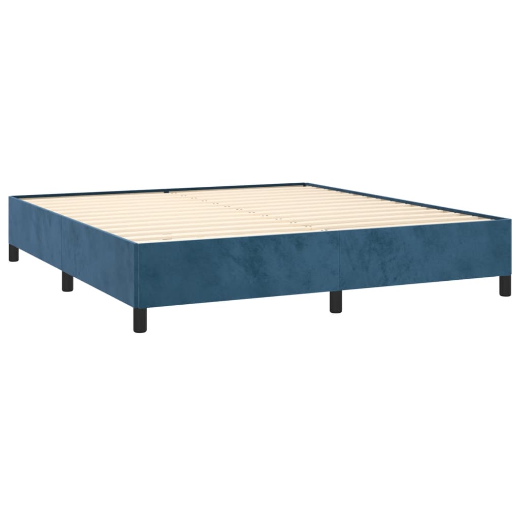 vidaXL Box spring postel s matrací tmavě modrá 180x200 cm samet