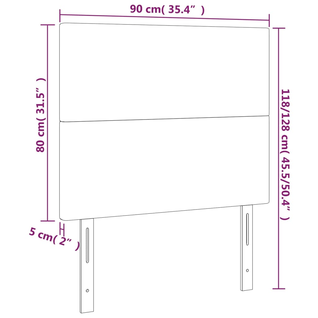 vidaXL Čelo postele 2 ks tmavě hnědé 90x5x78/88 cm textil