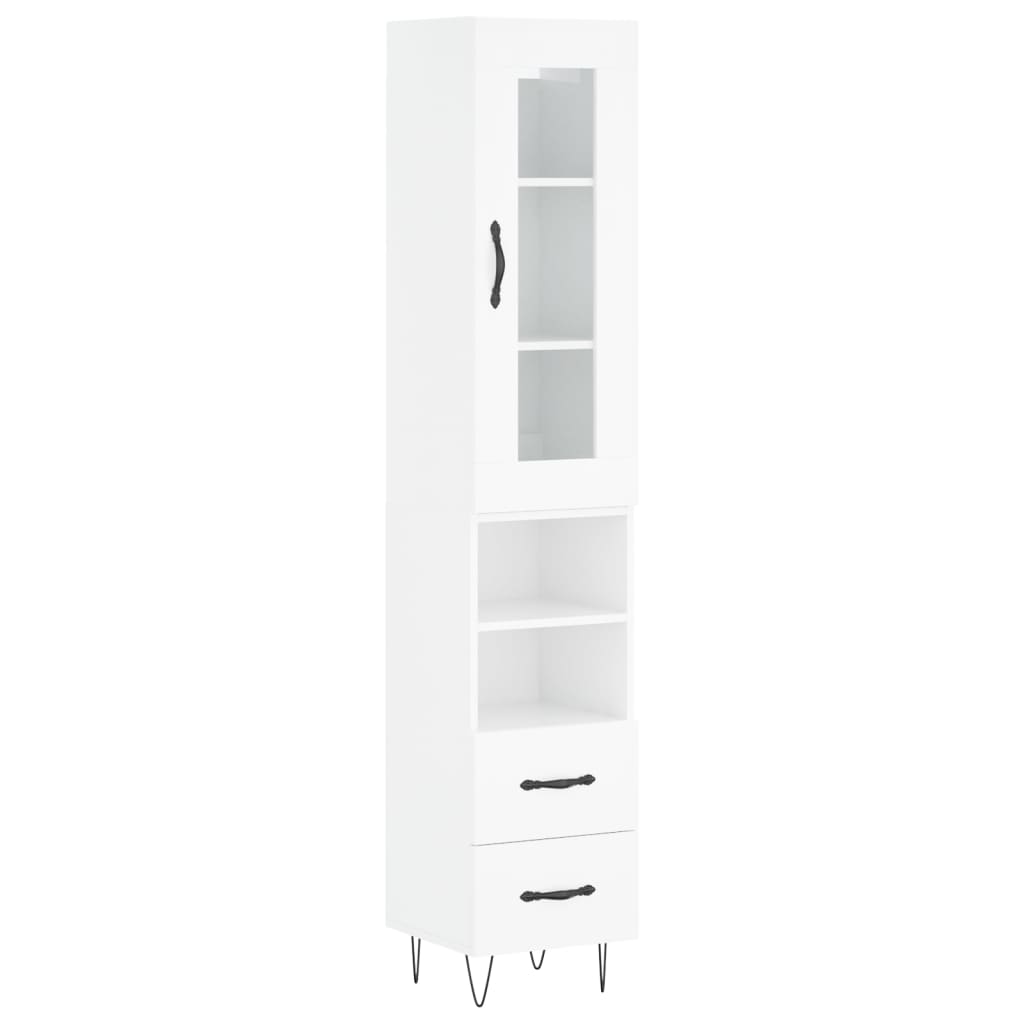 vidaXL Skříň highboard bílá s vysokým leskem 34,5x34x180 cm kompozit