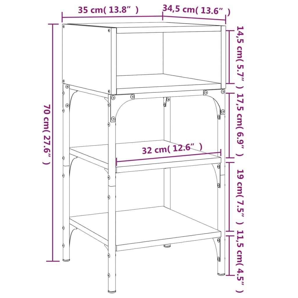 vidaXL Noční stolky 2 ks kouřový dub 35x34,5x70 cm kompozitní dřevo