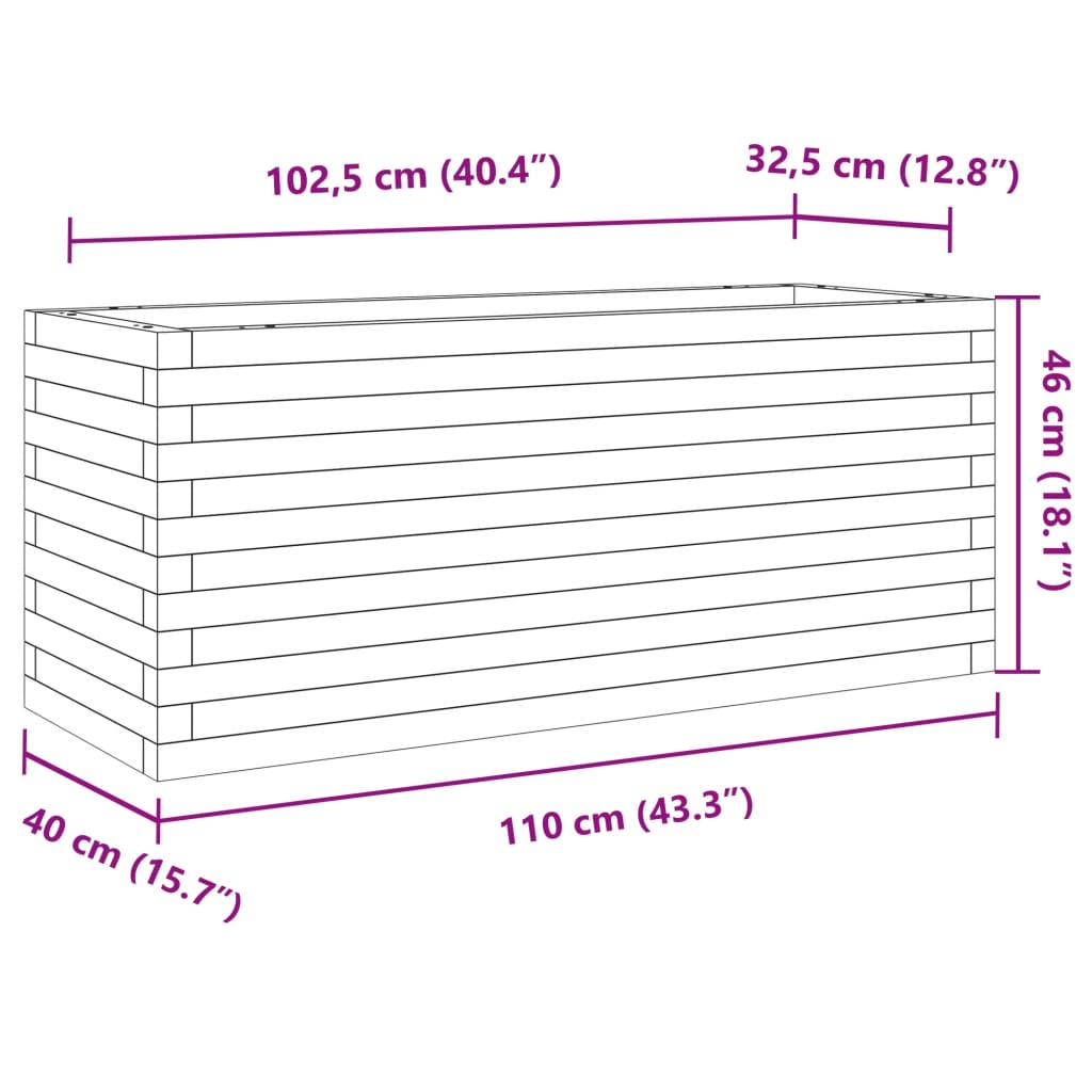 vidaXL Zahradní truhlík 110 x 40 x 46 cm impregnované borové dřevo