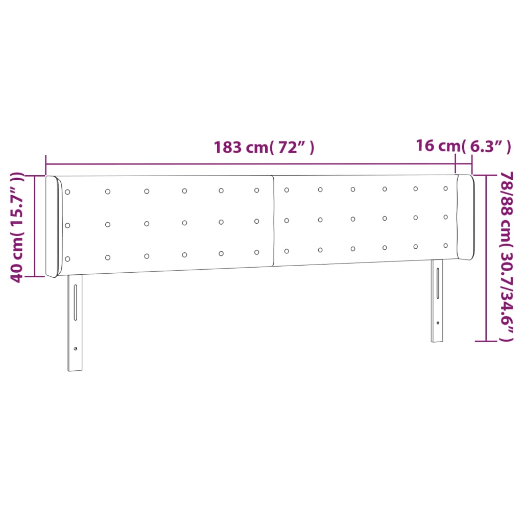 vidaXL Čelo postele s LED cappuccino 183 x 16 x 78/88 cm umělá kůže