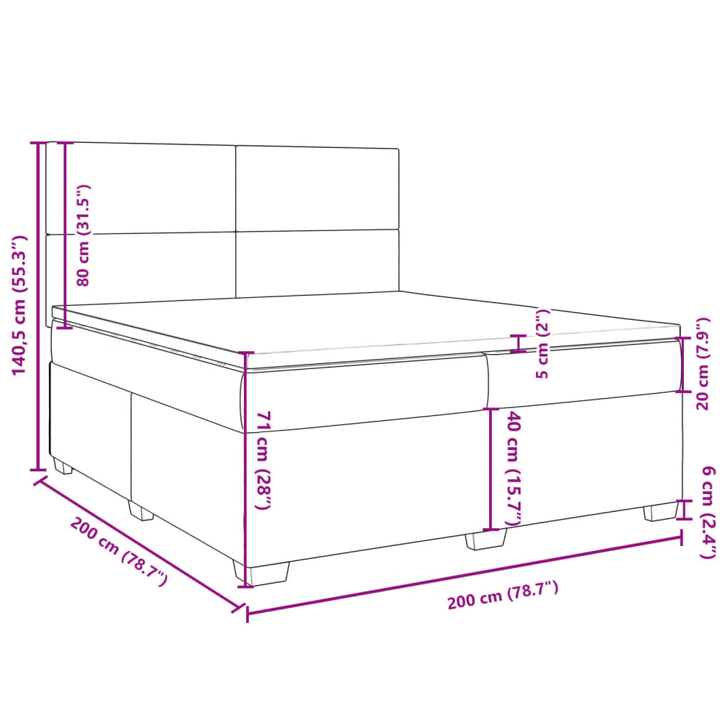 vidaXL Box spring postel s matrací tmavě zelená 200x200 cm samet