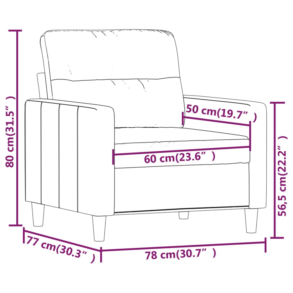 vidaXL Křeslo krémové 60 cm textil