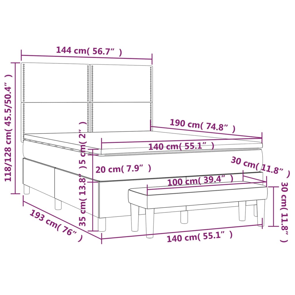 vidaXL Box spring postel s matrací cappuccino 140x190 cm umělá kůže