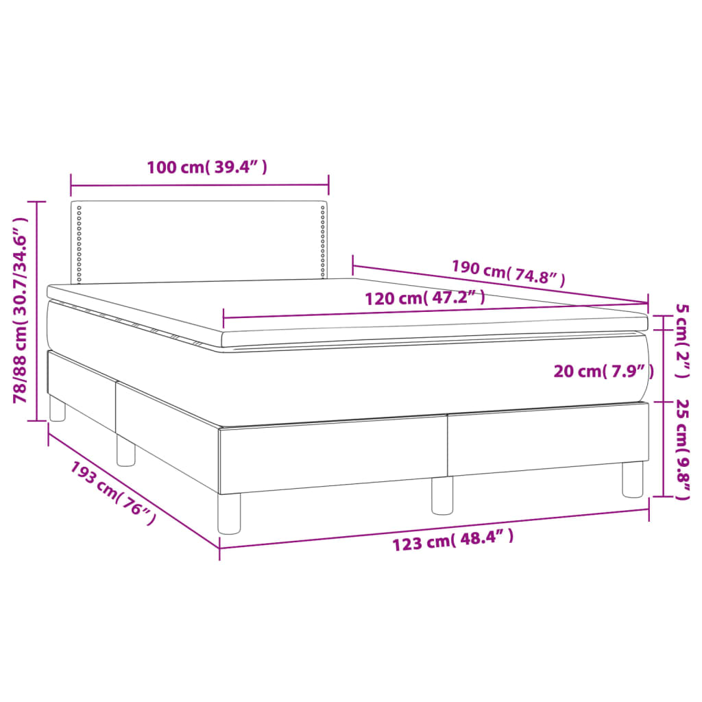 vidaXL Box spring postel s matrací šedá 120x190 cm umělá kůže