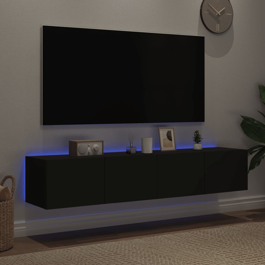 vidaXL Nástěnné TV skříňky s LED osvětlením 2 ks černé 80 x 35 x 31 cm