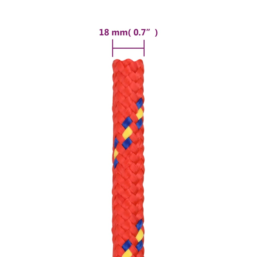 vidaXL Lodní lano červené 18 mm 25 m polypropylen