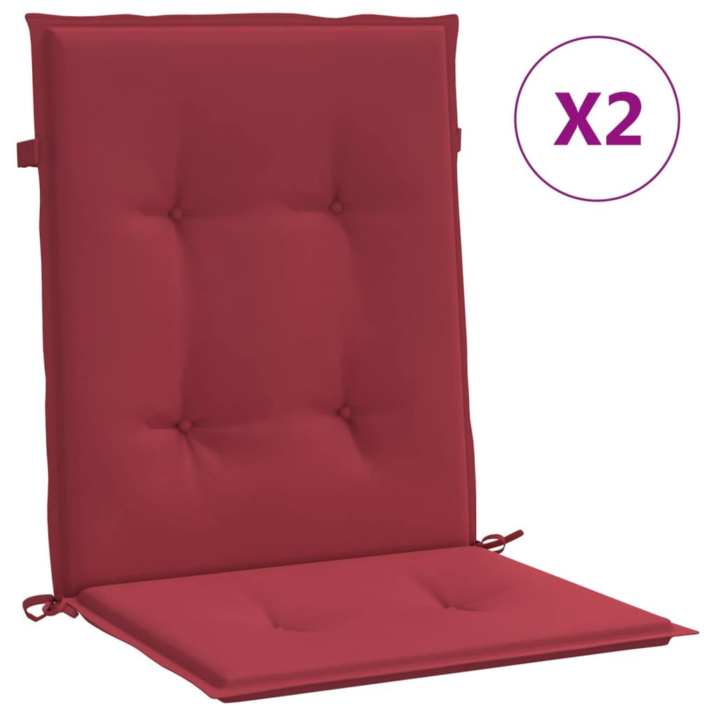 vidaXL Podušky na židli nízké opěradlo 2 ks vínové 100x50x3 cm oxford