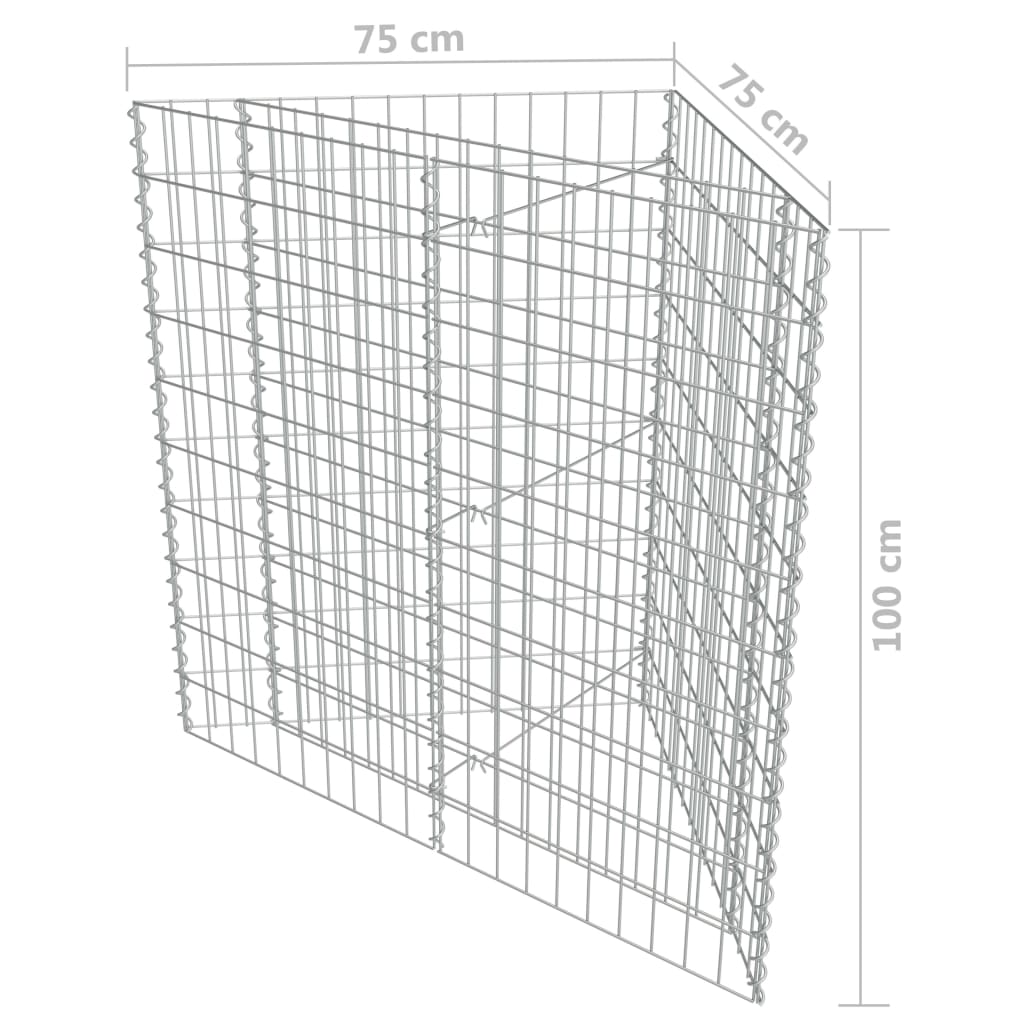 vidaXL Gabionový vyvýšený záhon pozinkovaná ocel 75 x 75 x 100 cm