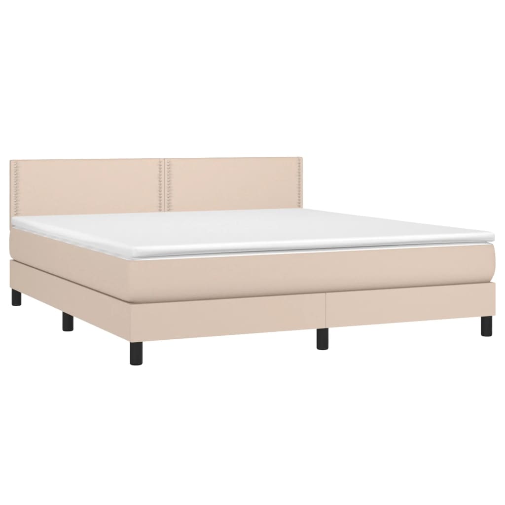 vidaXL Box spring postel s matrací cappuccino 180 x 200 cm umělá kůže