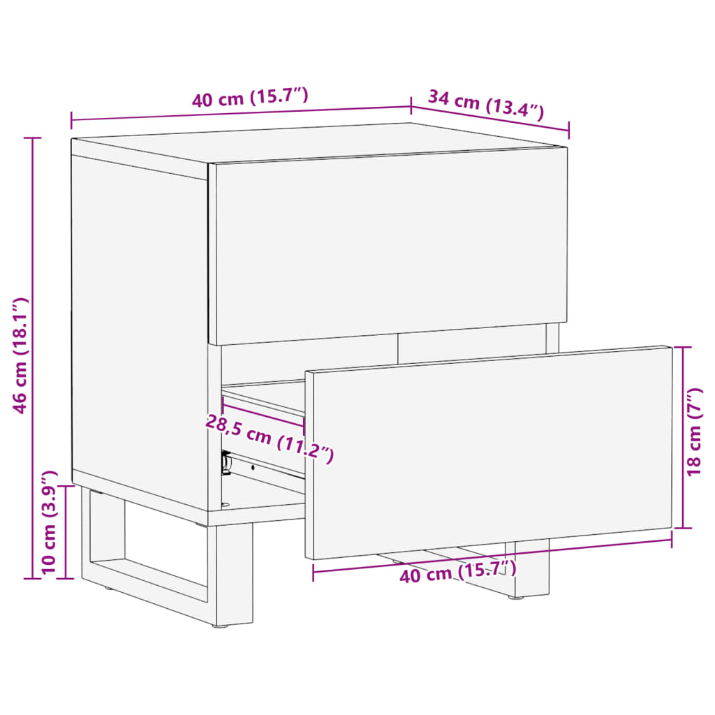 vidaXL Noční stolky 2 ks 40x34x46 cm masivní hrubé mangovníkové dřevo