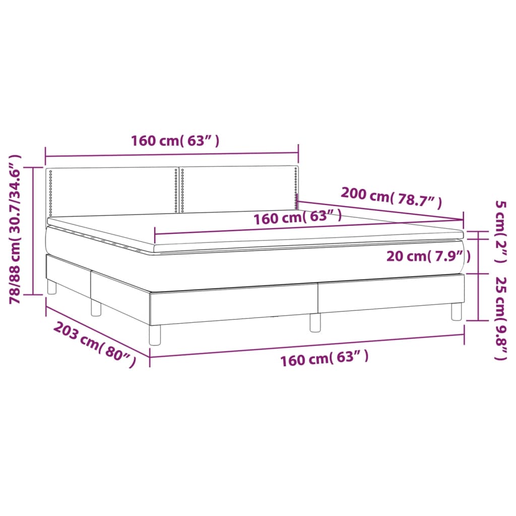 vidaXL Box spring postel s matrací šedá 160x200 cm umělá kůže