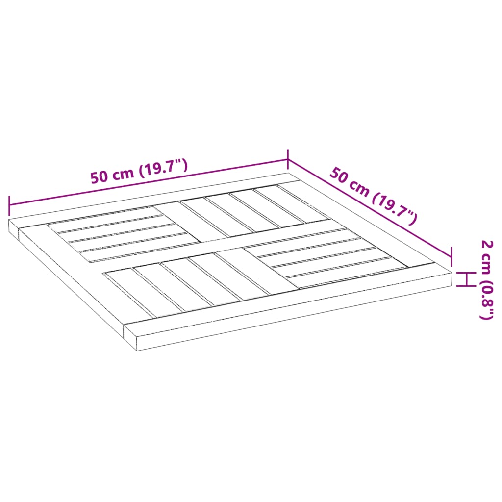 vidaXL Stolní deska 50 x 50 x 2 cm čtvercová masivní akáciové dřevo