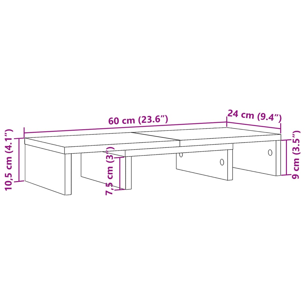 vidaXL Stojan na monitor old wood 60x24x10,5 cm kompozitní dřevo