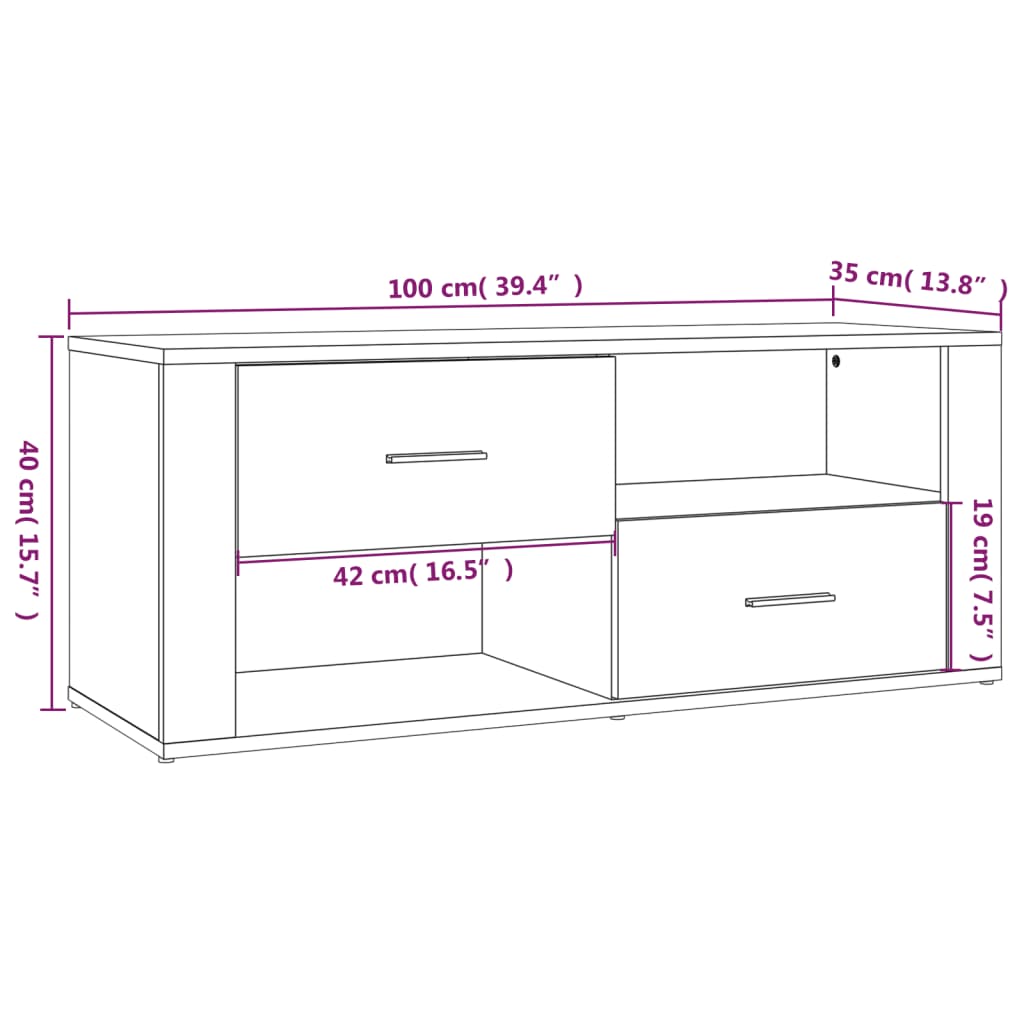 vidaXL TV skříňka lesklá bílá 100x35x40 cm kompozitní dřevo