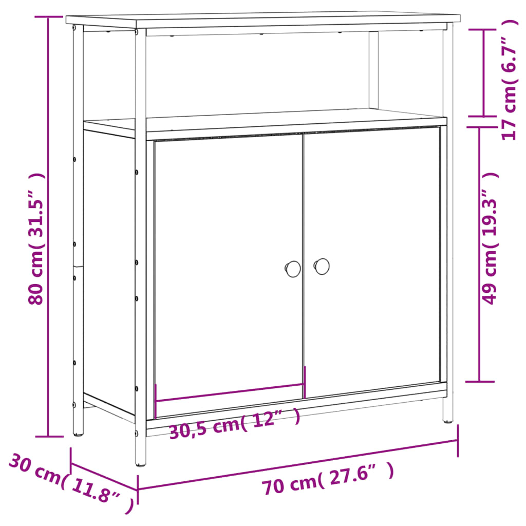 vidaXL Příborník kouřový dub 70 x 30 x 80 cm kompozitní dřevo