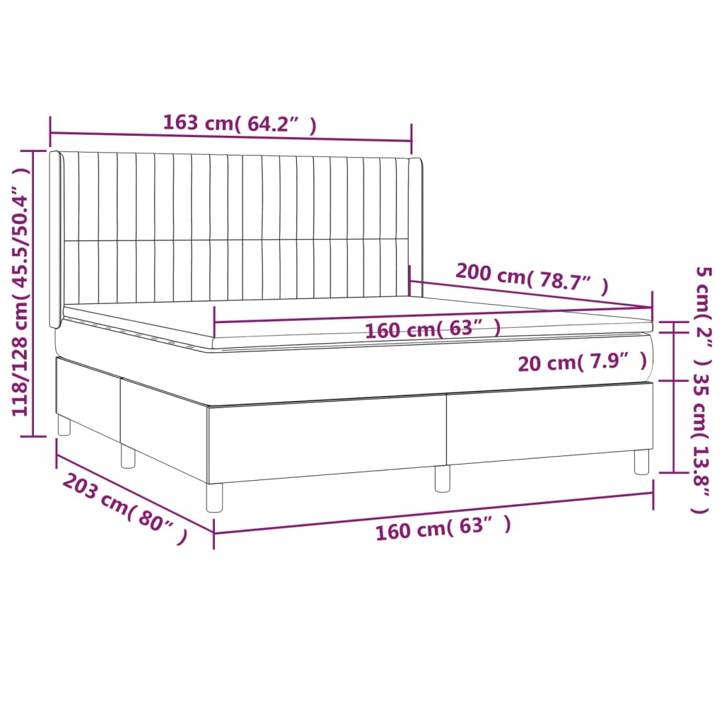 vidaXL Box spring postel s matrací krémová 160x200 cm textil